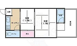 第2北村マンション 2階2Kの間取り