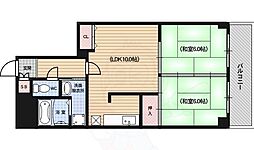 Uresidence二条城 3階2LDKの間取り