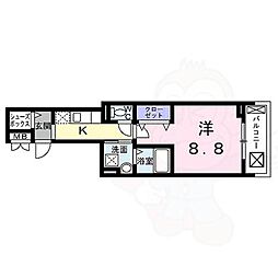 プロムナード神野5 3階1Kの間取り