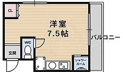 アーキスKG 2階ワンルームの間取り