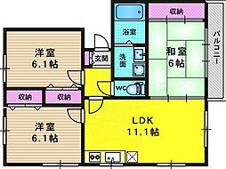 Pine　Gaeden 3階3LDKの間取り