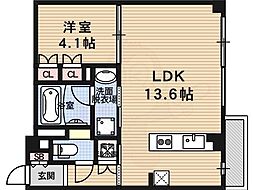 COZY平野 3階1LDKの間取り