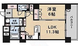 ライオンズ四条烏丸セントマークス 3階1LDKの間取り