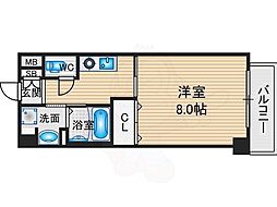 グランドプレア 6階1Kの間取り