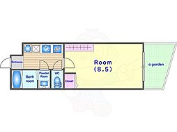 仮)フラッティ谷口園町 1階1Kの間取り