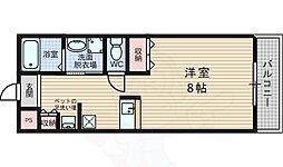 ヴァローレ桂 3階1Kの間取り