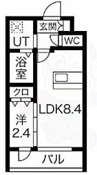 MJC京都西大路1 4階1LDKの間取り