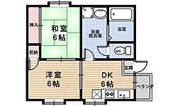片山ハイツ 2階2DKの間取り