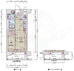 ソルテラス京都JUJO薫 4階1LDKの間取り