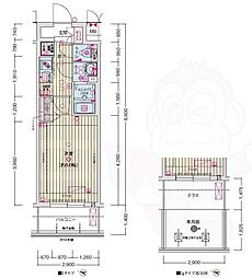 ソルテラス京都JUJO薫 1階1Kの間取り
