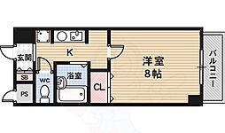 カーサクレール 3階1Kの間取り