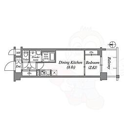 アドバンス京都クラッセ 2階1DKの間取り