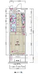 ソルテラス京都JUJO華 6階1Kの間取り
