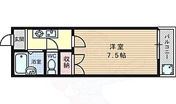 阪急京都本線 桂駅 徒歩15分の賃貸マンション 2階1Kの間取り