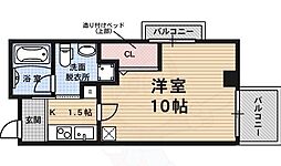 アクエルド御所北 3階1Kの間取り