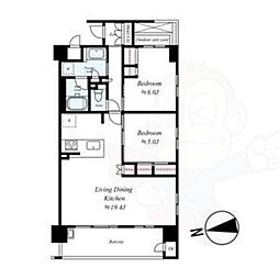 ルーシア清水五条 2階2LDKの間取り