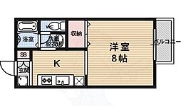 リブレ常盤 1階1Kの間取り