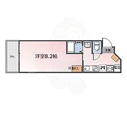 サンセール紫野 4階1Kの間取り