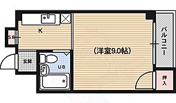 サン・ウェルス 3階1Kの間取り