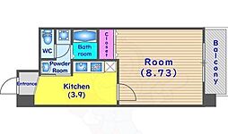 テルマーノ西洞院 6階1DKの間取り