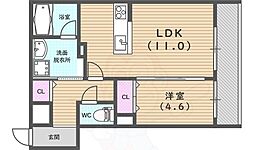 グランドール京都 5階1LDKの間取り