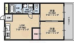 ヴィヴァーチェ千本（旧エルシオン千本上長者） 4階2DKの間取り