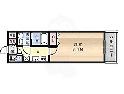 アドバンス京都アリビオ 3階1Kの間取り