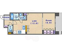 リーガル京都四条烏丸2 1階1LDKの間取り