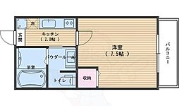 フラッティ堀川高辻 1Kの間取図画像
