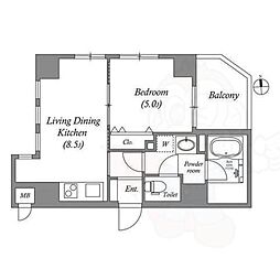 MSR京都二条城 4階1LDKの間取り