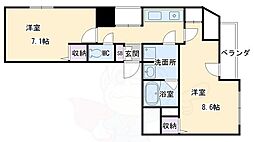 SWISS京都堀川WEST 11階2Kの間取り