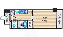 プレサンス京都鴨川彩華 5階ワンルームの間取り
