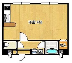 アビタシオン鴨川 1階ワンルームの間取り