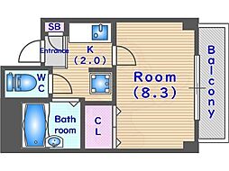 AREA DEUX 5階1Kの間取り