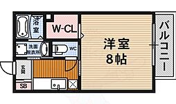 パル加茂川 2階1Kの間取り