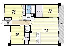 エスリード太秦三条天神川 6階3LDKの間取り