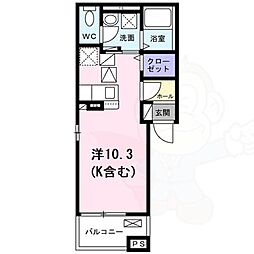 リベルテ祥豊 1階ワンルームの間取り