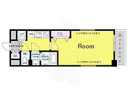 Luxe京都西大路 7階1Kの間取り