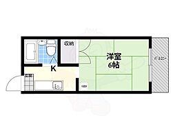 ハイツ山吹 1階1Kの間取り