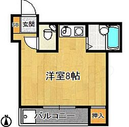 サンシャインシルク嵯峨 1Kの間取図画像