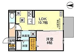 ヴィダ西京極 1階1LDKの間取り