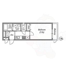 GRAND CASA TENJINGAWA 1階1Kの間取り