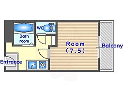 リエール北野 1階1Kの間取り