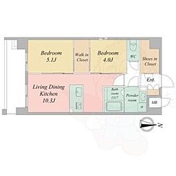 LiveCasa千本今出川 2階2LDKの間取り