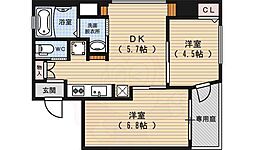 プリオーレ京都駅前 2DKの間取図画像