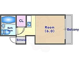 高倉ハイツ 1Kの間取図画像