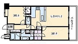 リーガル京都烏丸五条通り 2LDKの間取図画像