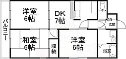 カサグランデ嵯峨野 3DKの間取図画像