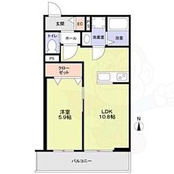 ForestMaison京都北山 WEST 1LDKの間取図画像