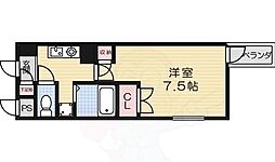 デ・プレ北野 1Kの間取図画像
